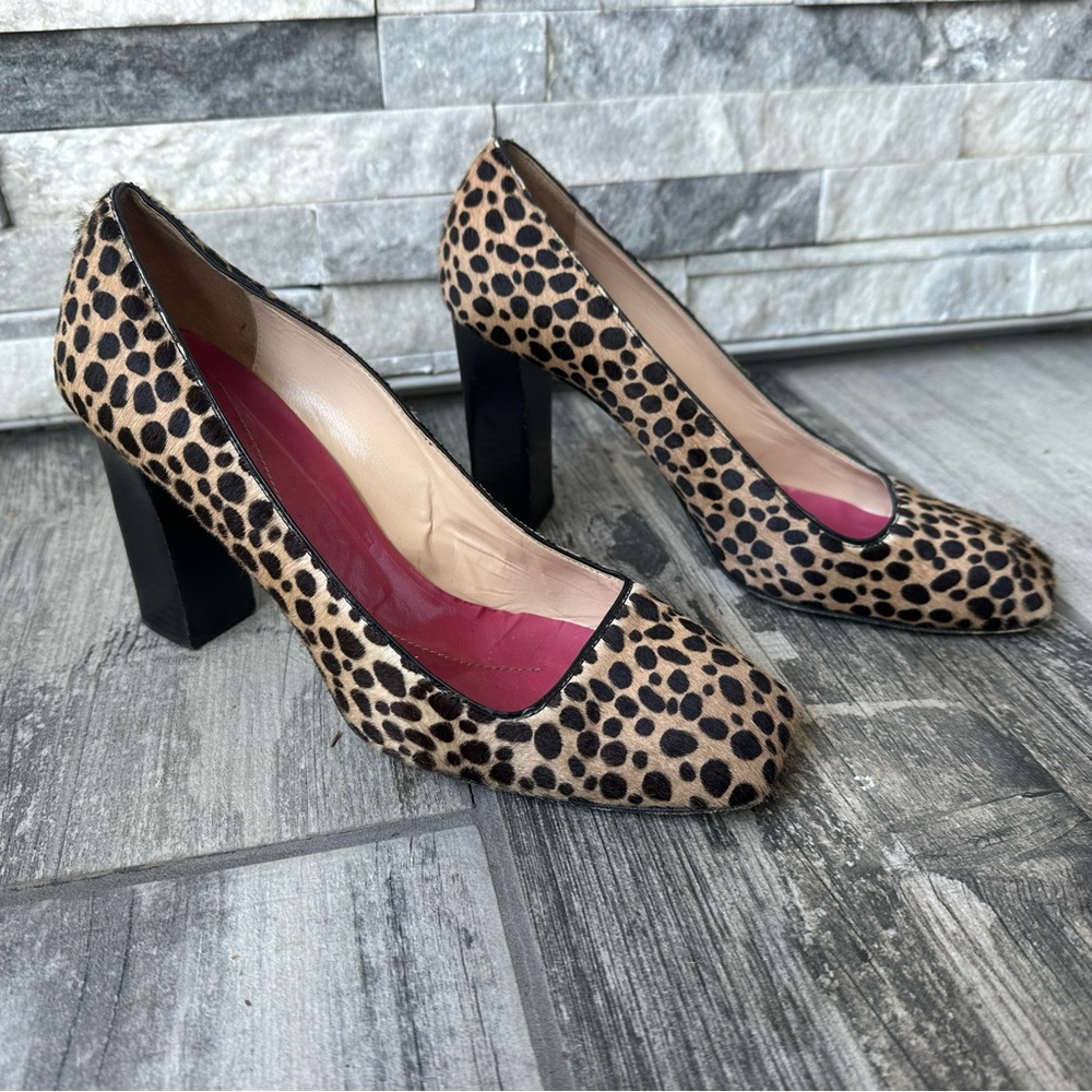 Kate Spade Leopard Print (Calf Hair) Block  Fall Heels Made in Italy  Size 9B - Picture 5 of 10